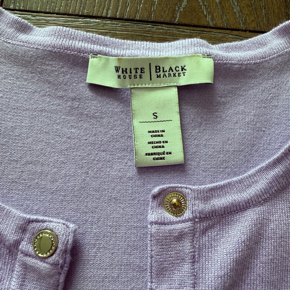 EUC White House Black Market Lilac Cardigan - Picture 2 of 8
